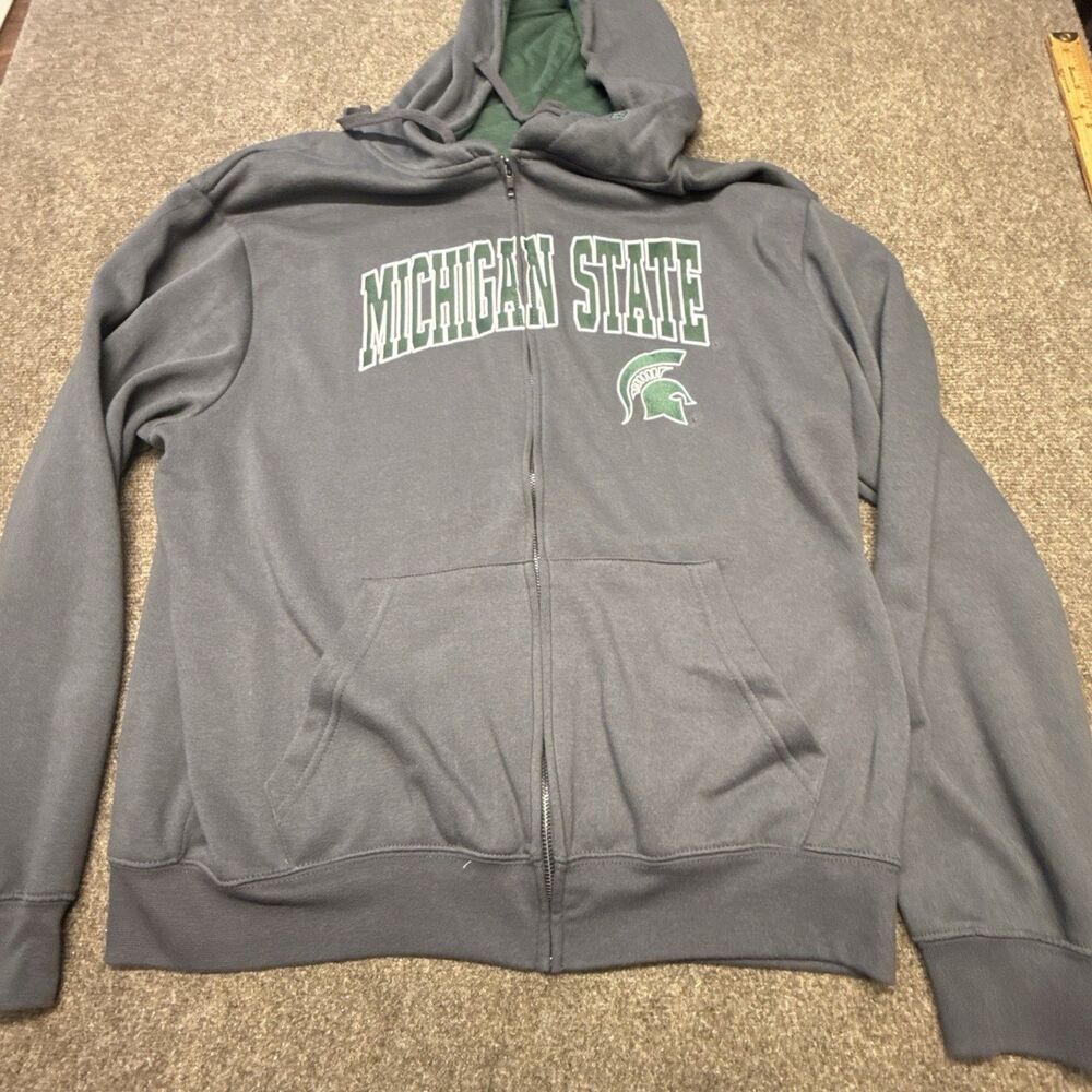 Colosseum Michigan State Spartans Hoodie Mens XL Gray Full Zip Embroidered - Picture 2 of 8